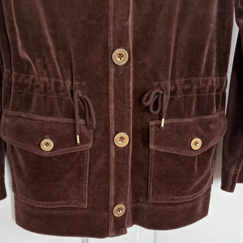 Vintage Jones New York Chocolate Velvet Utility‎ Jacket size S